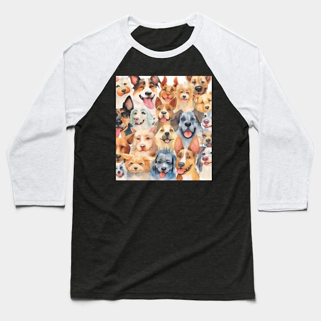 Water Color World of Dogs Baseball T-Shirt by Liana Campbell